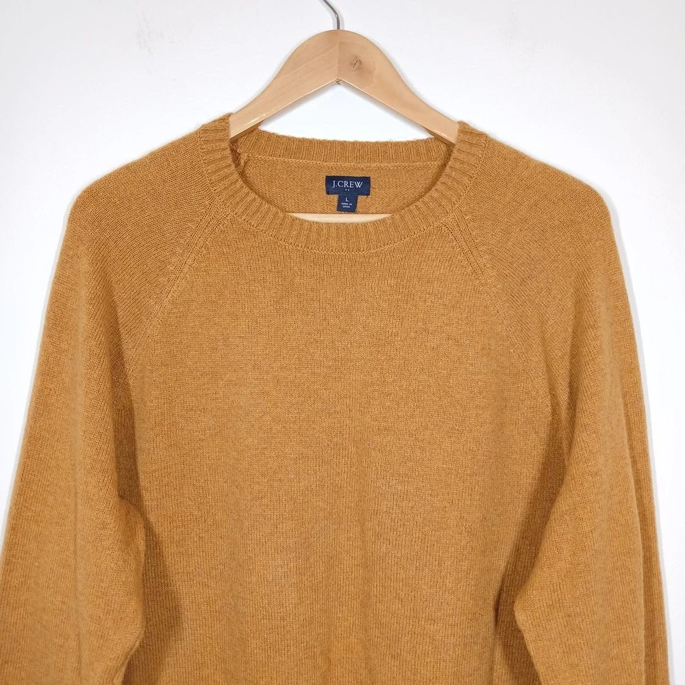J.Crew Sweater Womens Large Mustard Wool Knit Crew Neck Pullover Sweater